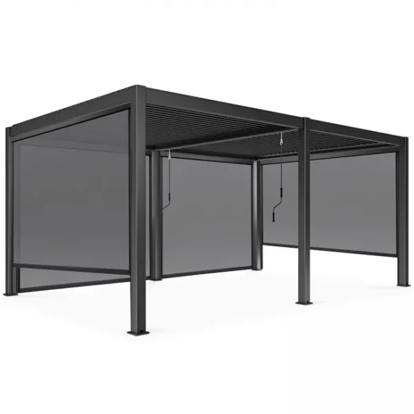 Pergola bioclimatique autoportante – Aluminium gris – 18 m²
