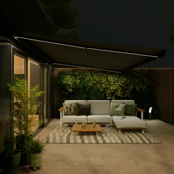 media (1) Store banne motorisé Loby XL – Gris – 4,95 x 3,5 m – Avec éclairage LED