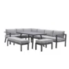 media (1) Salon de jardin d’angle NATERIAL Naxos II – Aluminium anthracite – 10 places