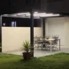 Pergola bioclimatique motorisée Ménéa – Aluminium noir RAL 2100 – 4 x 3 m – LED intégrées