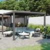 Pergola bioclimatique autoportante Clima – Aluminium gris anthracite – 9,69 m²