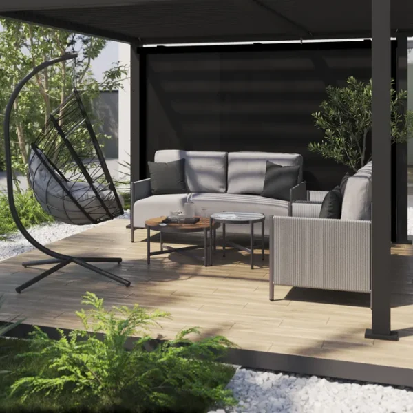 Pergola bioclimatique autoportante Clima – Aluminium gris anthracite – 17,17 m²