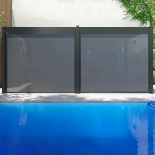 Pergola bioclimatique autoportante – Aluminium gris – 18 m²