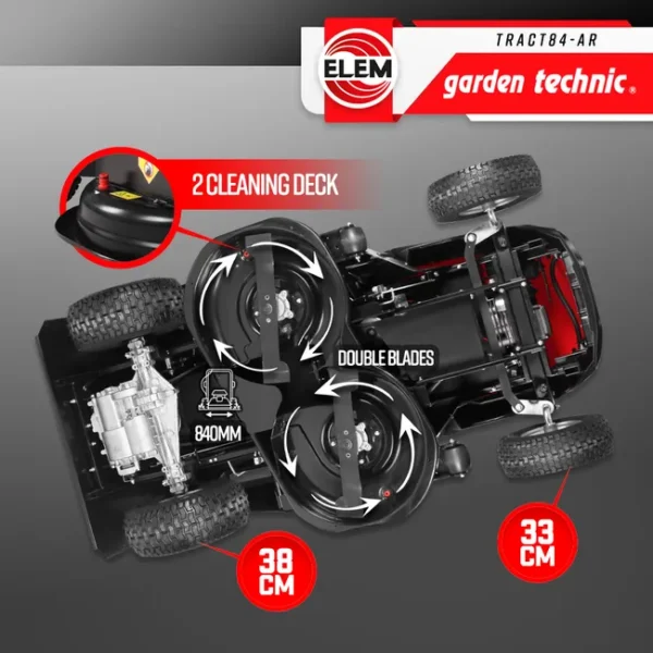 media (3) Tracteur tondeuse Elem Garden – 352 cm³ – Largeur de coupe 84 cm