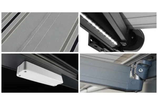 Store banne coffre intégral PROTECT2 LED SMART – Gris anthracite – 4,05 x 3,50 m – Motorisé