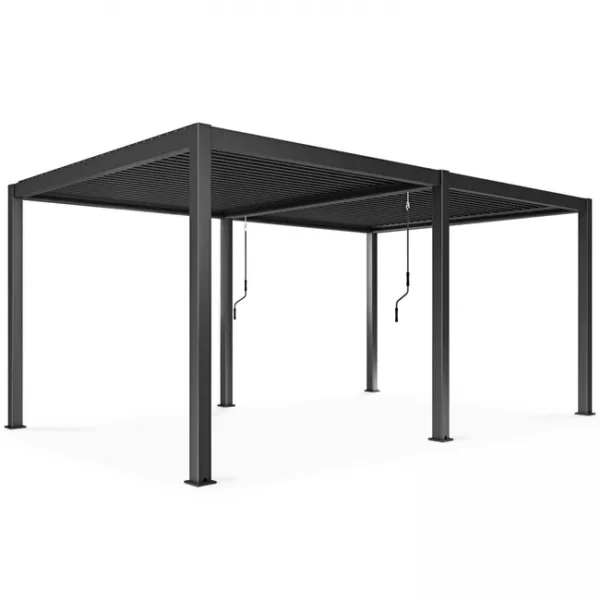 Pergola bioclimatique autoportante – Aluminium gris – 18 m²