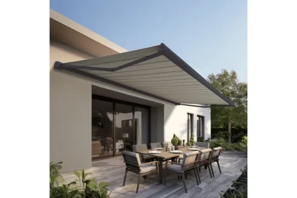 Store banne coffre intégral PROTECT2 LED SMART – Gris anthracite – 4,05 x 3,50 m – Motorisé