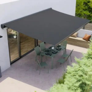 Store banne motorisé Loby XL – 4,95 x 3,5 m – Gris – Toile acrylique grise