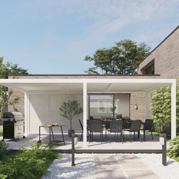 Pergola bioclimatique autoportante Clima – Aluminium blanc – 17,17 m²
