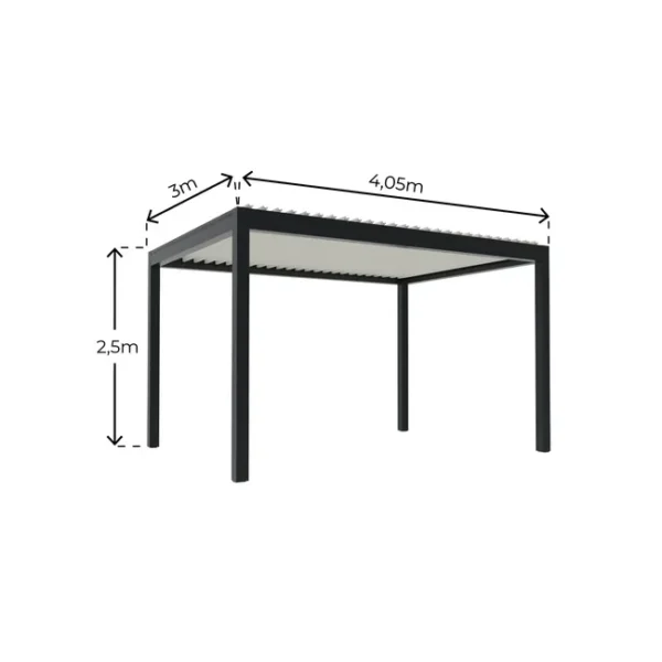 Pergola bioclimatique autoportante Osaka – Aluminium gris anthracite – 12,15 m²