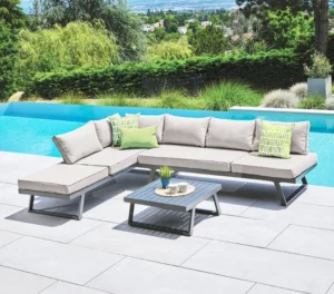 Salon de jardin modulable OZALIDE Oakland – Aluminium anthracite – 6 places