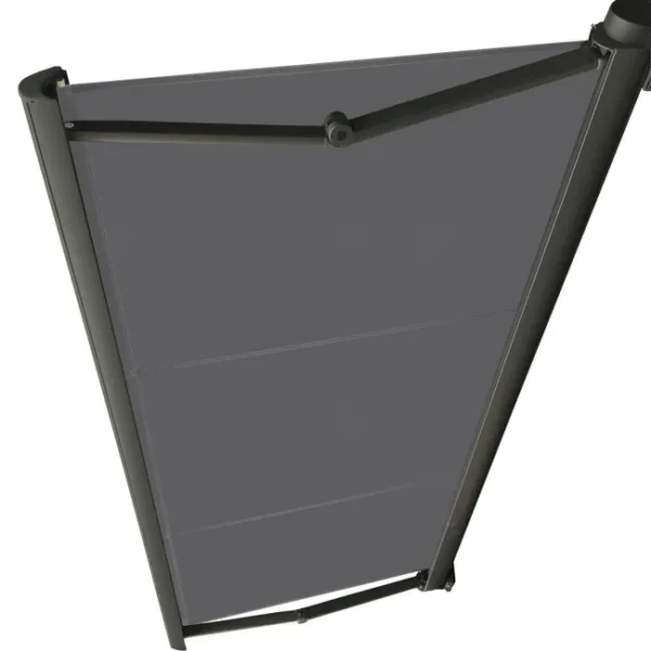 Store banne motorisé solaire Aix2 XL – 4 x 3,5 m – Gris – Toile acrylique ardoise