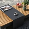 Ensemble canapé Tevara 4 pièces modulable en teck et aluminium, 6 places, Gris
