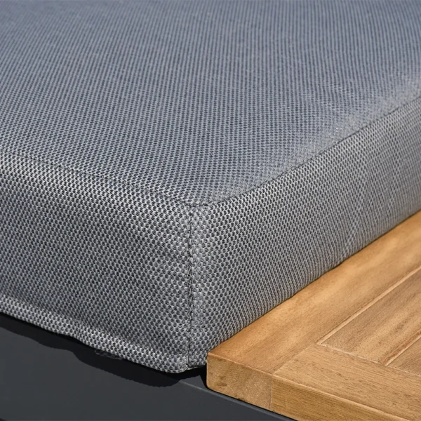 Ensemble canapé Tevara 4 pièces modulable en teck et aluminium, 6 places, Gris