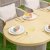 Ensemble de salle à manger d'extérieur en aluminium 7 pièces avec dessus de table extensible, fauteuil tissé pour 6