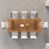 Ensemble de repas de jardin rectangulaire Grida 9 pièces avec 8 chaises en teck et résine tressée