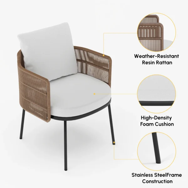 Ensemble de repas de jardin rectangulaire Grida 9 pièces avec 8 chaises en teck et résine tressée