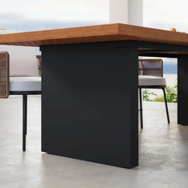 Ensemble de repas de jardin rectangulaire Grida 9 pièces avec 8 chaises en teck et résine tressée