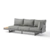 Ensemble canapé Tevara 4 pièces modulable en teck et aluminium, 6 places, Gris