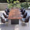 Ensemble de repas de jardin rectangulaire Grida 9 pièces avec 8 chaises en teck et résine tressée