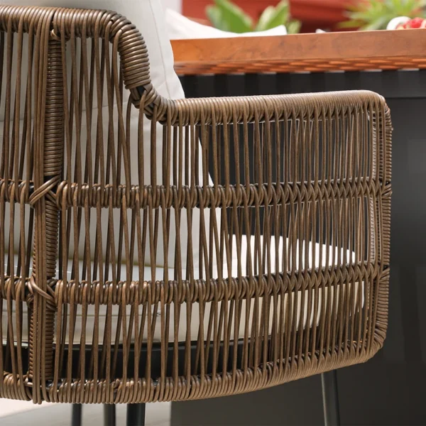 Ensemble de repas de jardin rectangulaire Grida 9 pièces avec 8 chaises en teck et résine tressée