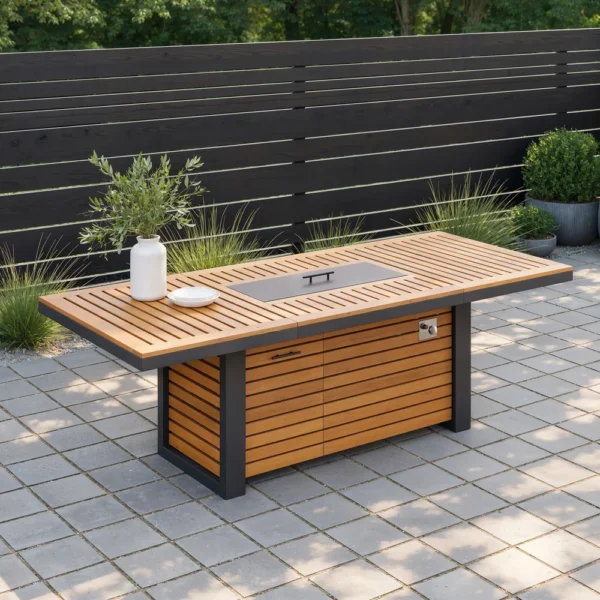 uploads_65036322626043578710a4f5f19e82ca_ Table à manger d'extérieur Tevara de 240 cm (94,5") avec foyer au propane, réservoir dissimulé et pare-brise